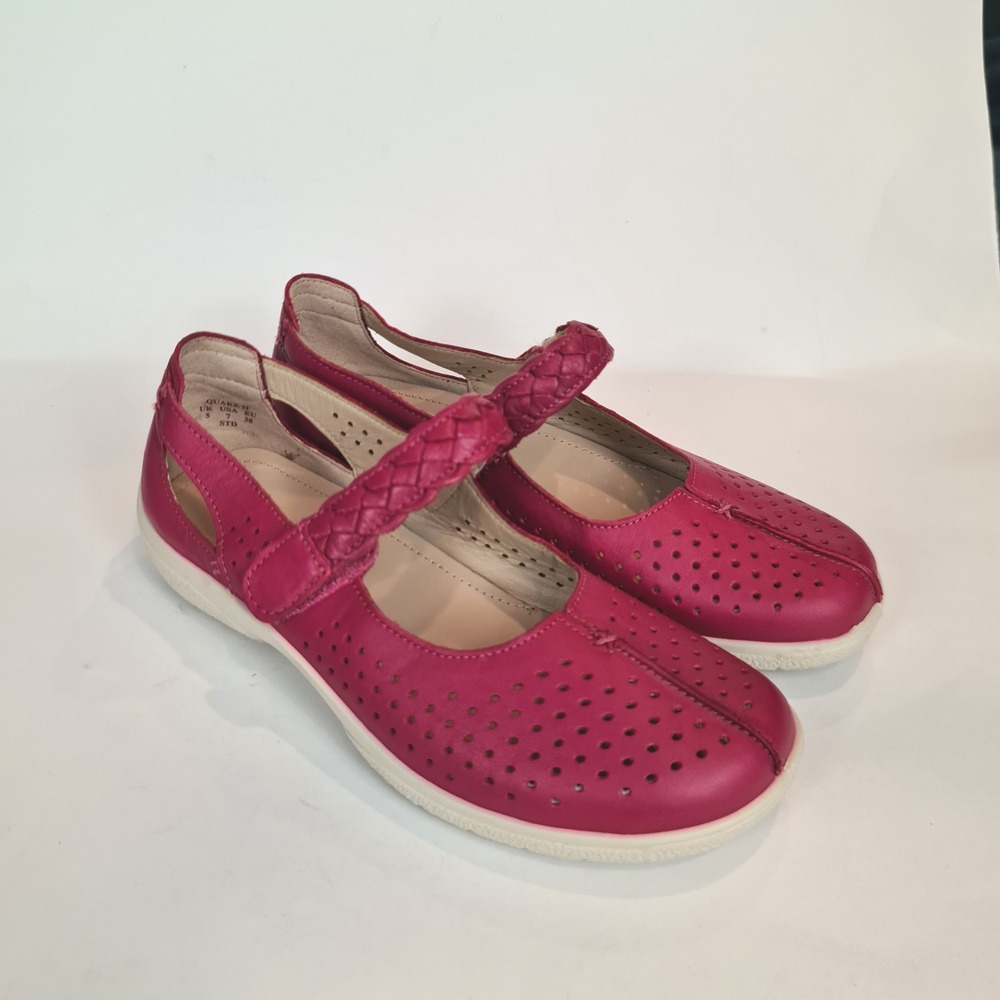 Hotter Quake II Pink Leather Mary Jane Comfort Shoes Braided Strap Womens Size 7